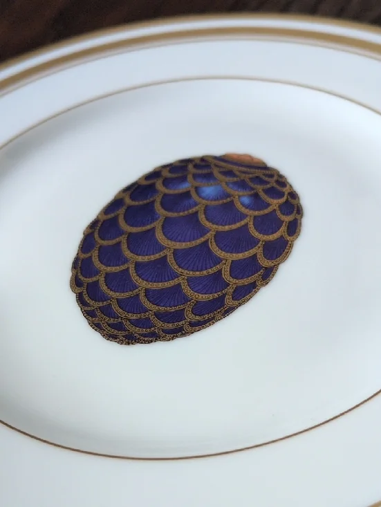 FABERGE I  Limoges French Imperial Egg Collection Pinecone Pattern Salad Plate - Picture 7 of 14